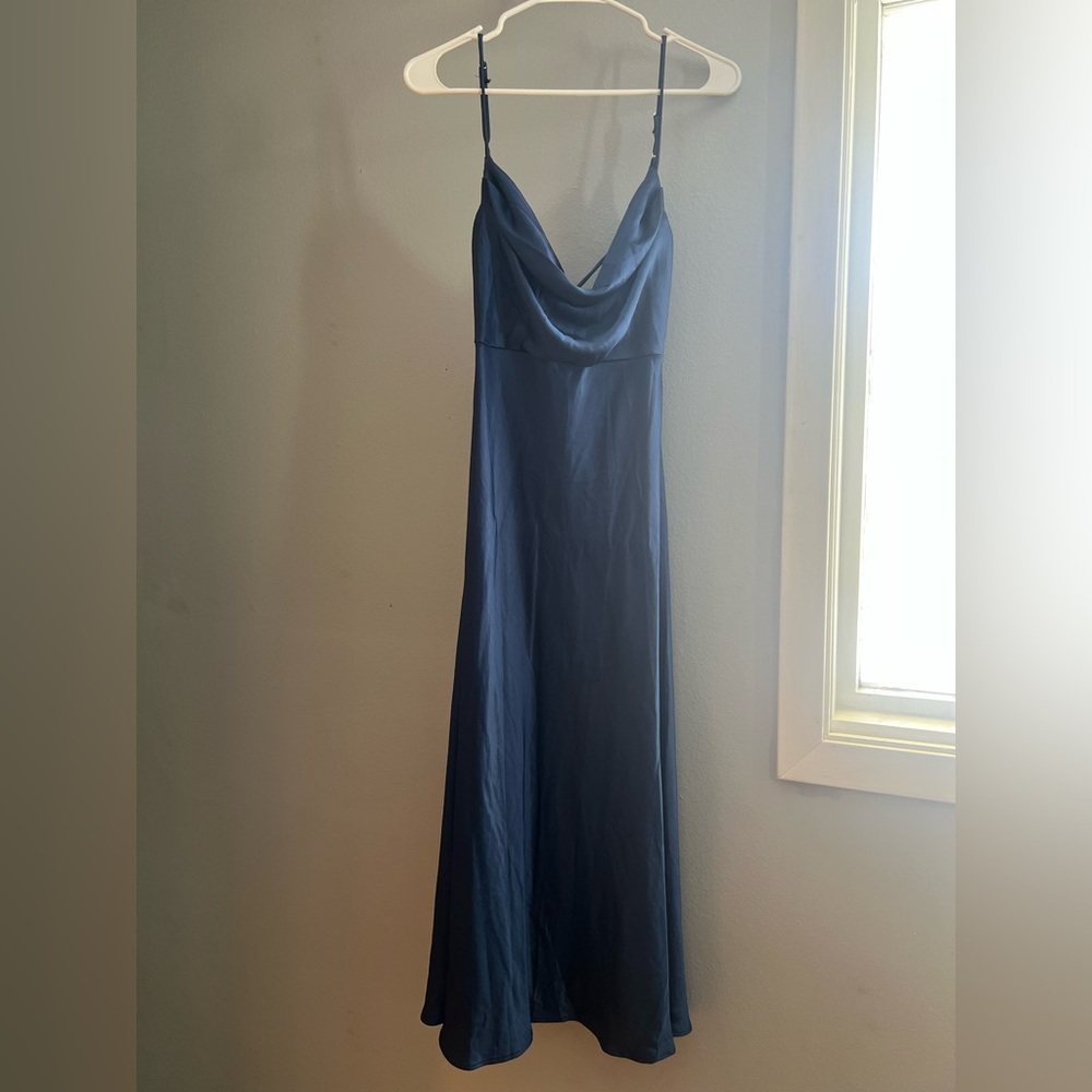 Elegant Navy Blue Slip Dress